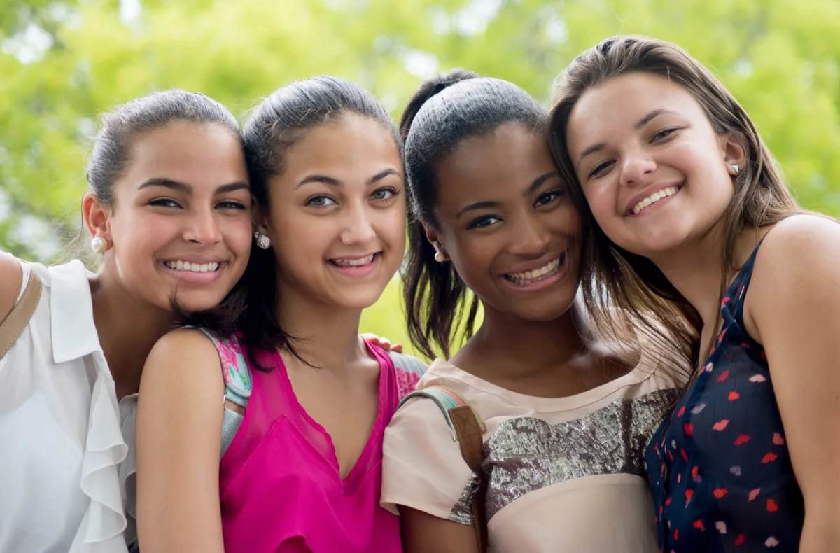 Happy friends portrait stock photo