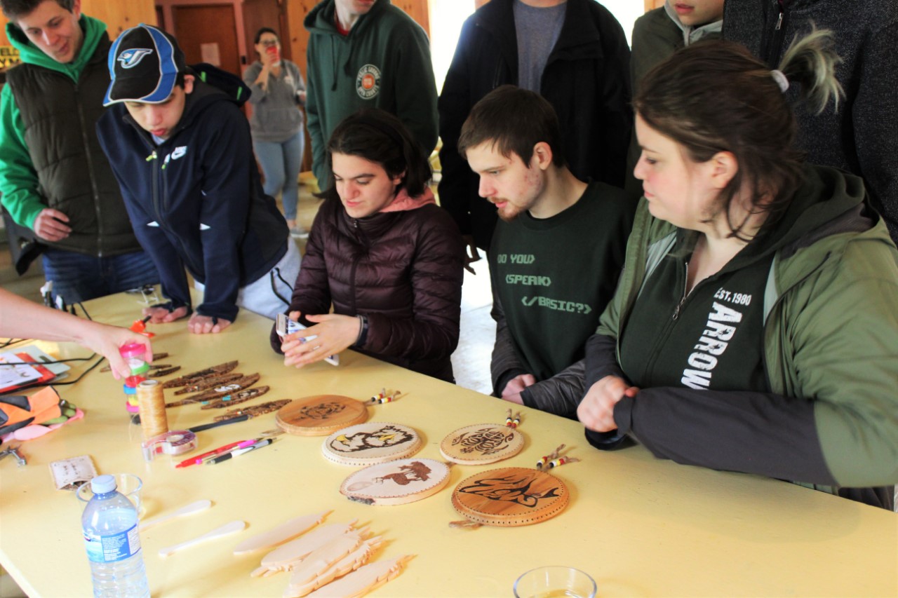 Students creating rattles during cultural workshop