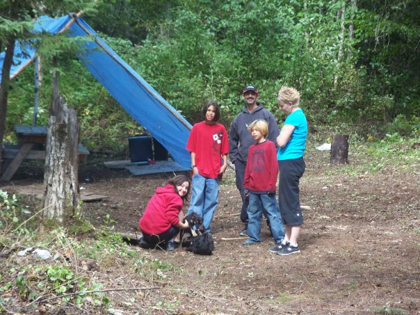 Nicole with her family at Cross Lake First Nation.