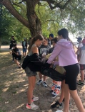 campers cleaning garbage on a beach